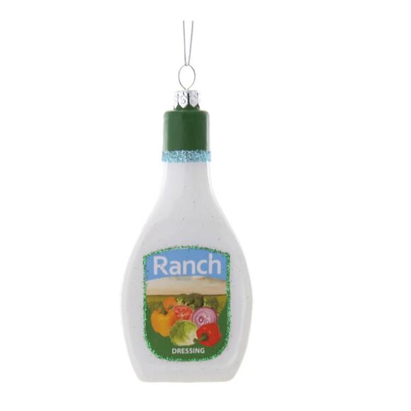 New Cody Foster & Co Ranch Dressing Bottle Glass Christmas Ornament - Picture 1 of 5
